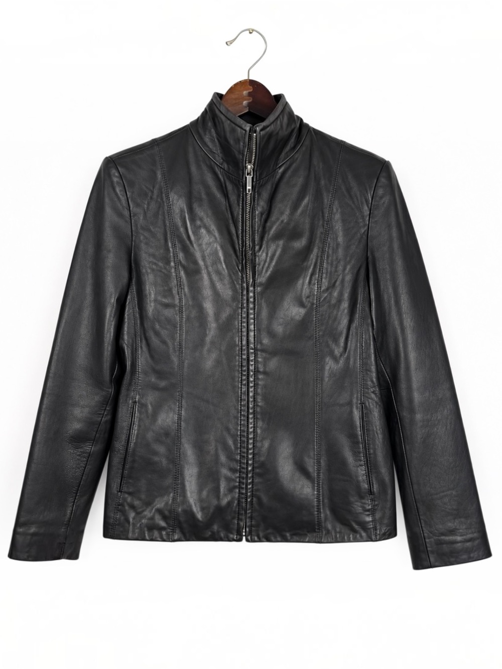 Vintage Y2K G-III Siena Black Genuine Leather Fitted Jacket M